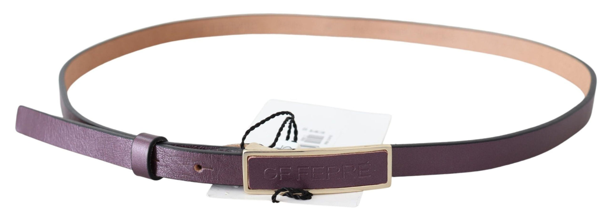 GF Ferre Gold Logo Buckle Waist Leather Skinny Belt GF Ferre