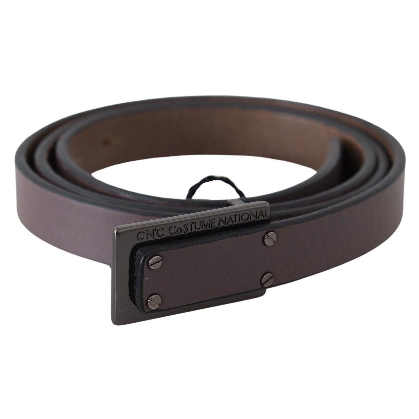 Costume National Brown Leather Tactical Logo Buckle Dark