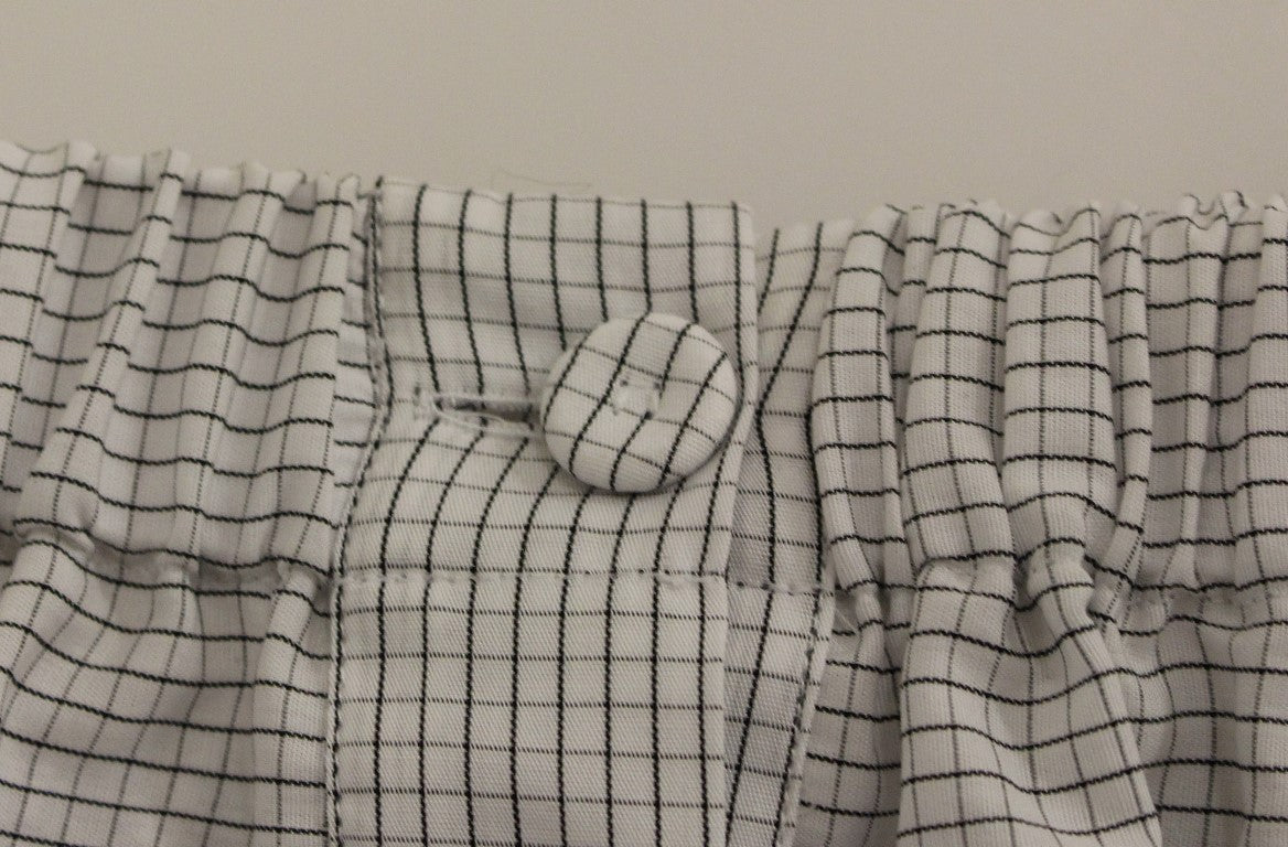 Andrea Incontri White Cotton Checkered Stretch Skirt Andrea Incontri
