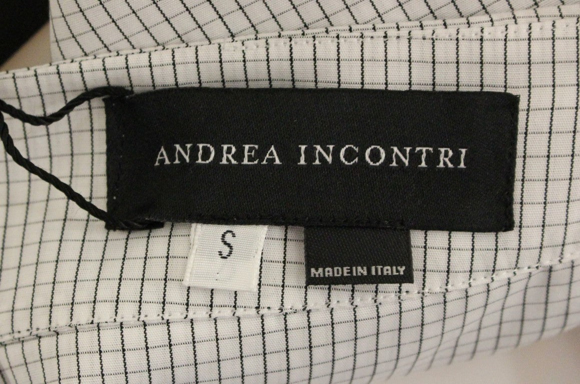 Andrea Incontri White Checkered Stretch Cotton Shorts Andrea Incontri