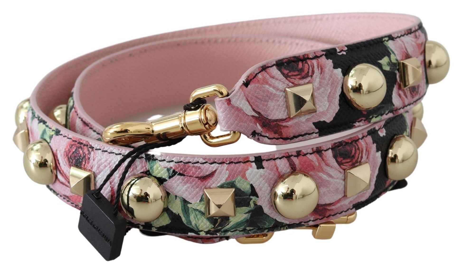 Dolce & Gabbana Pink Floral Gold Studs Bag Accessory Shoulder Strap Dolce & Gabbana