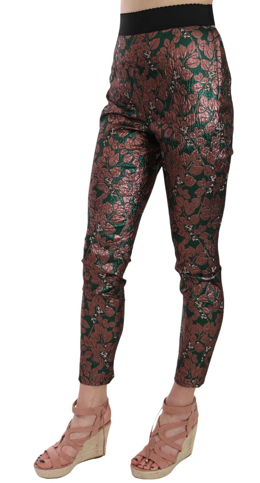 Dolce & Gabbana Multicolor Iridescent Brocade Jacquard Trousers Crop Pants Dolce & Gabbana