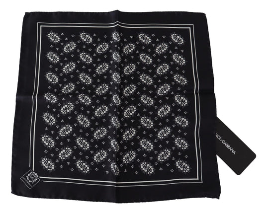 Dolce & Gabbana Black Patterned Square Scarf Silk Handkerchief Dolce & Gabbana
