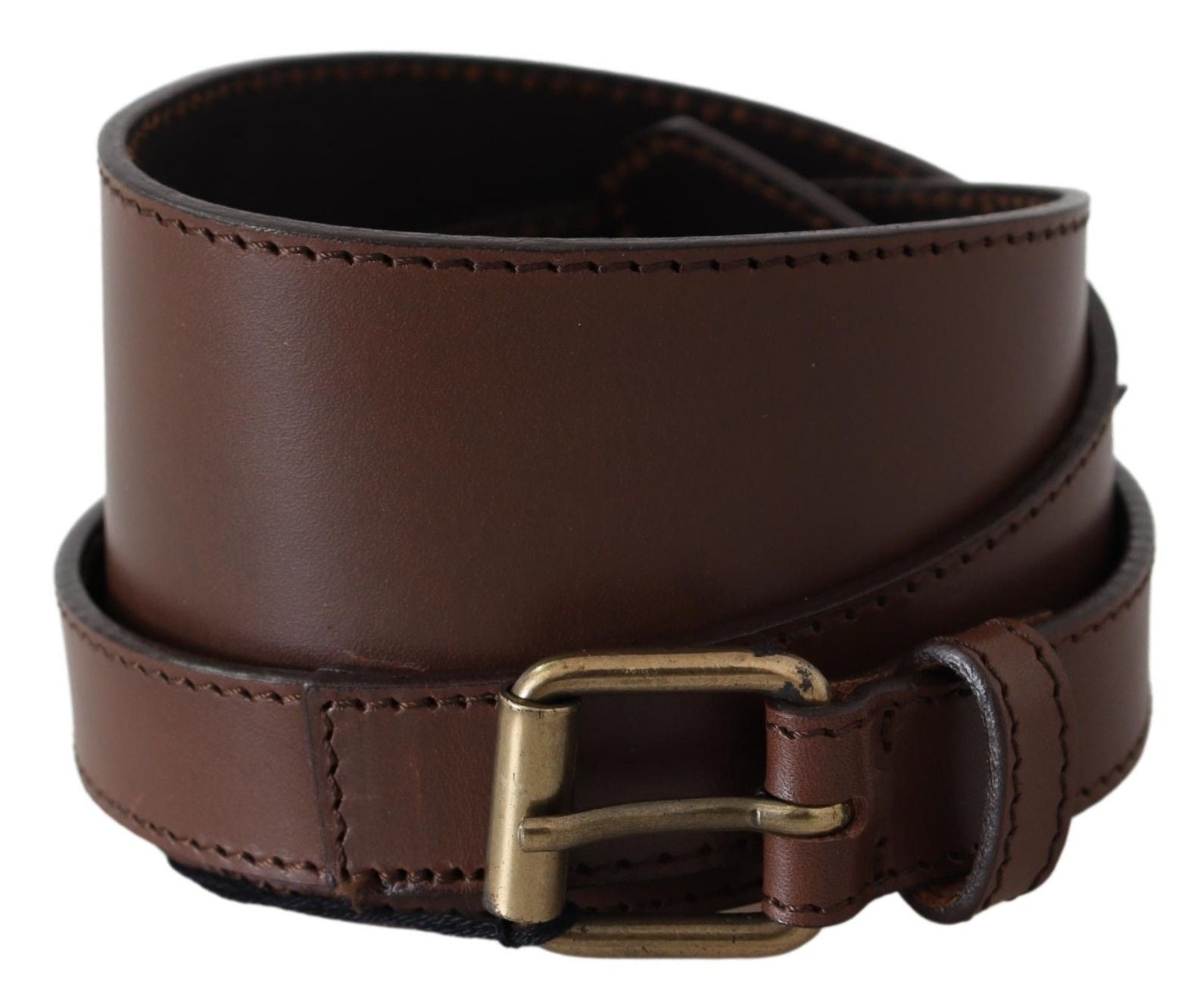 PLEIN SUD Brown Wide Leather Rustic Gold Metal Buckle Dark PLEIN SUD