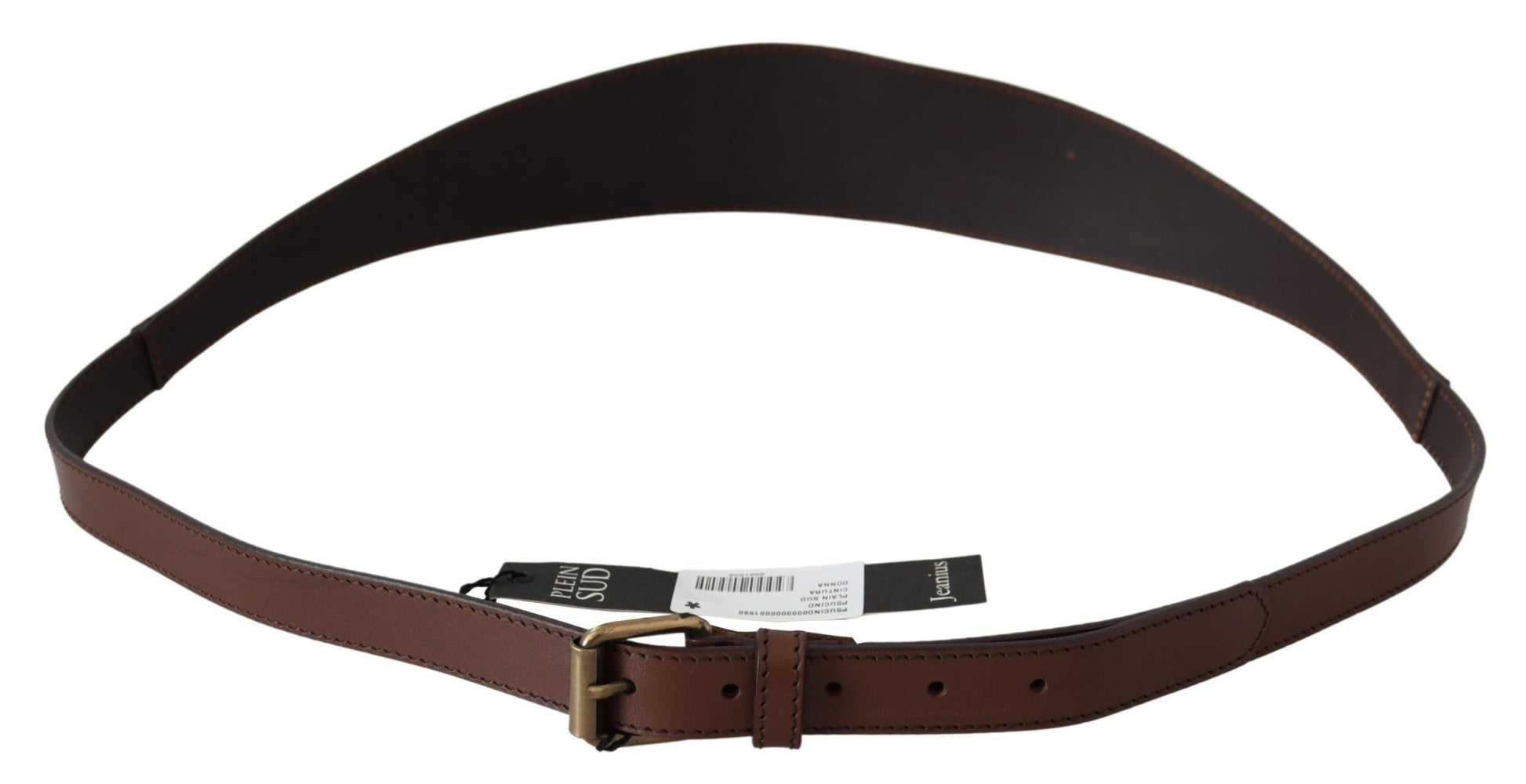 PLEIN SUD Brown Wide Leather Rustic Gold Metal Buckle Dark PLEIN SUD