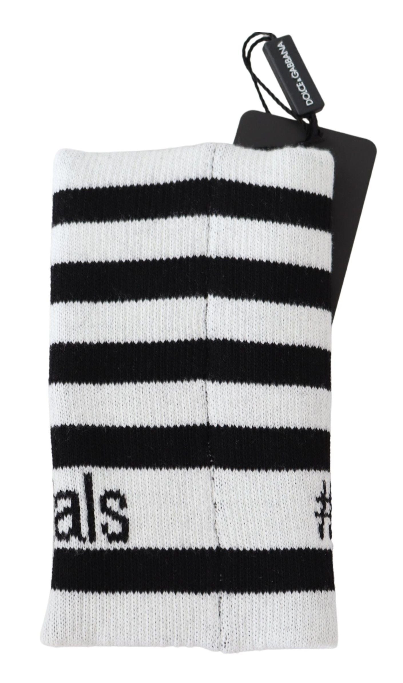Dolce & Gabbana Black White Wool DGMillennials Wristband Wrap Dolce & Gabbana