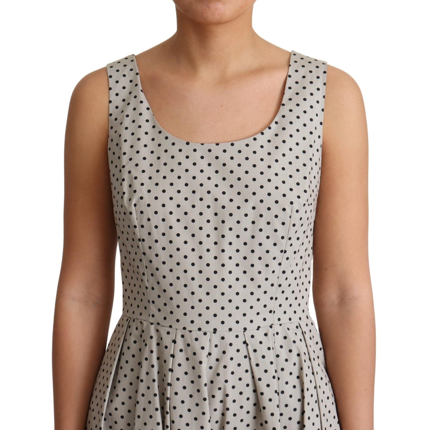 Dolce & Gabbana Beige Polka Dotted Cotton A-Line Dress