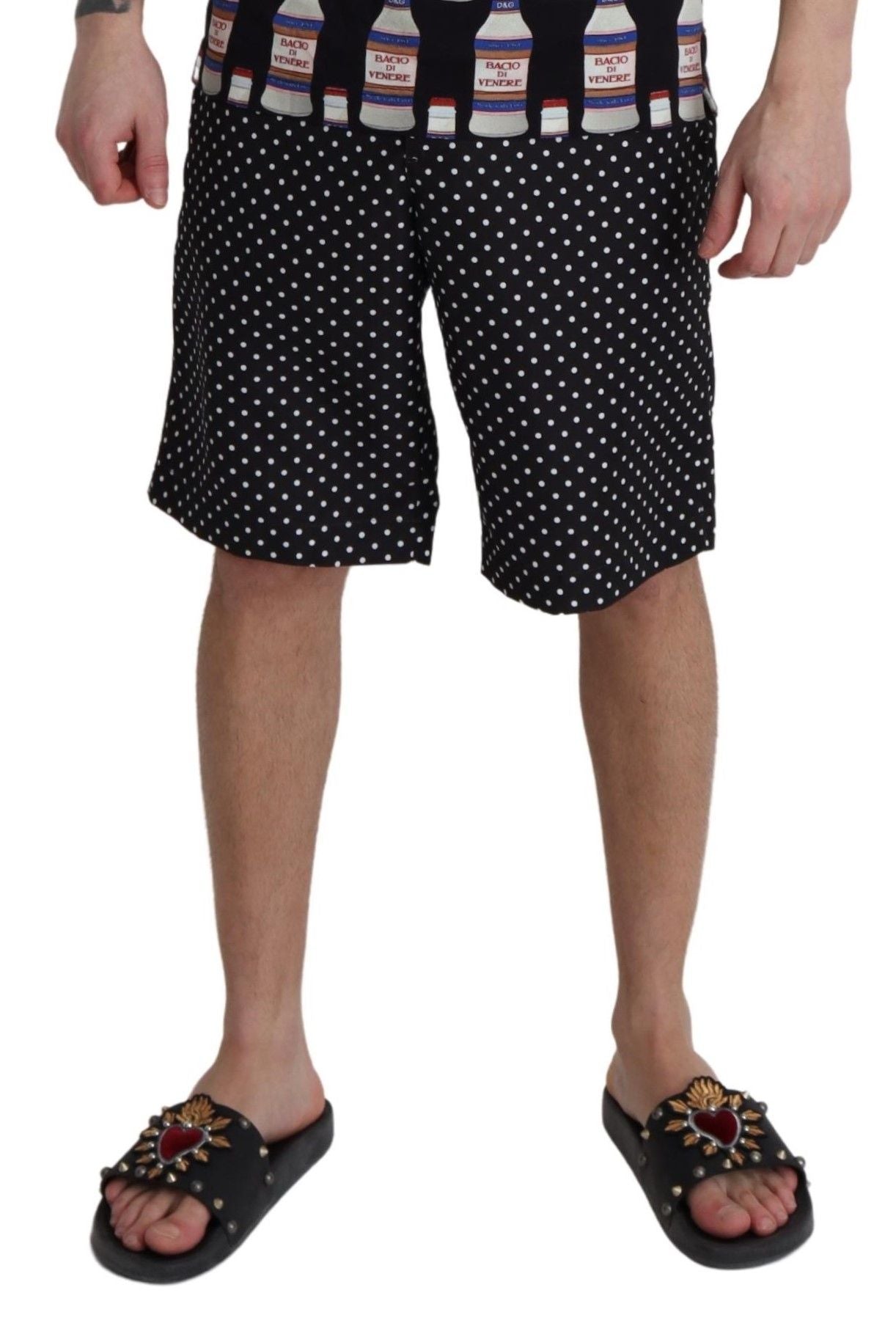Dolce & Gabbana Black Polka Dots Beachwear Shorts Swimwear Dolce & Gabbana
