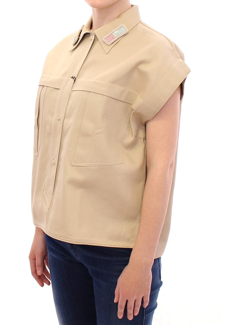 Andrea Incontri Beige Sleeveless Blouse Top Andrea Incontri