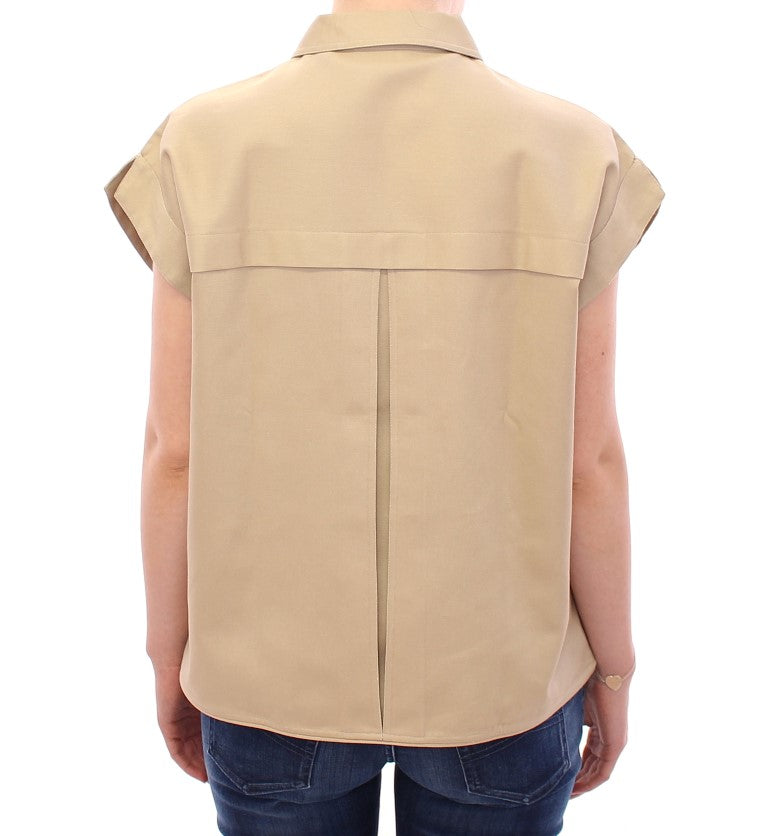 Andrea Incontri Beige Sleeveless Blouse Top Andrea Incontri