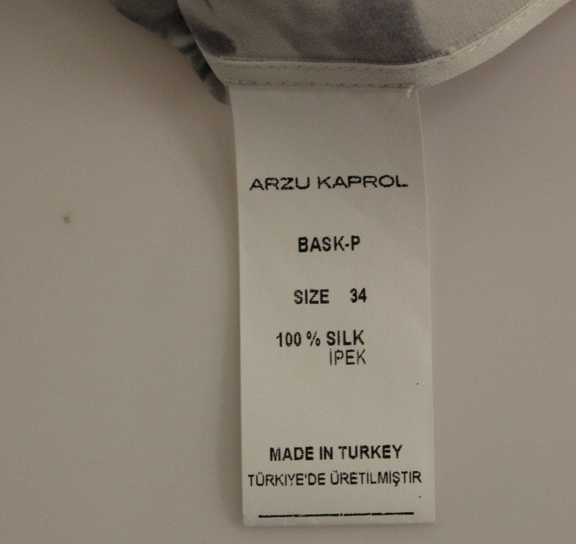 Arzu Kaprol Gray Blue Silk Sleeveless Top Shirt Blouse Arzu Kaprol