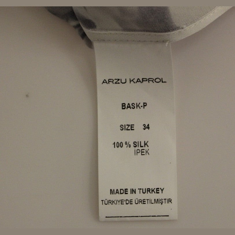 Arzu Kaprol Gray Blue Silk Sleeveless Top Shirt Blouse