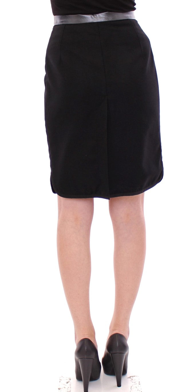 Corrado De Biase Black Metal Buttons Cotto Wool Skirt Corrado De Biase