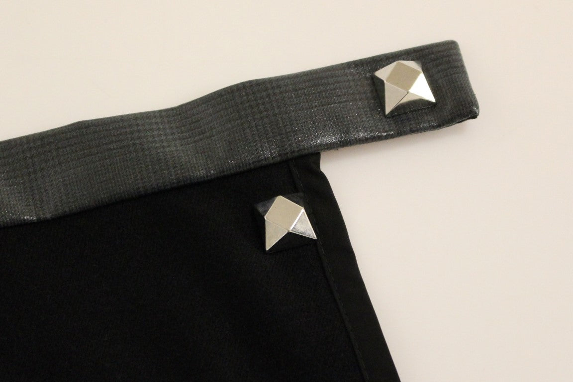 Corrado De Biase Black Metal Buttons Cotto Wool Skirt Corrado De Biase