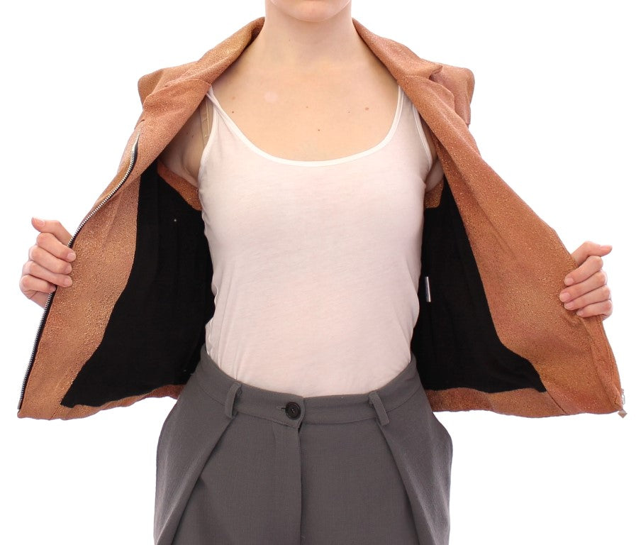 La Maison du Couturier Brown Leather Jacket Vest La Maison du Couturier