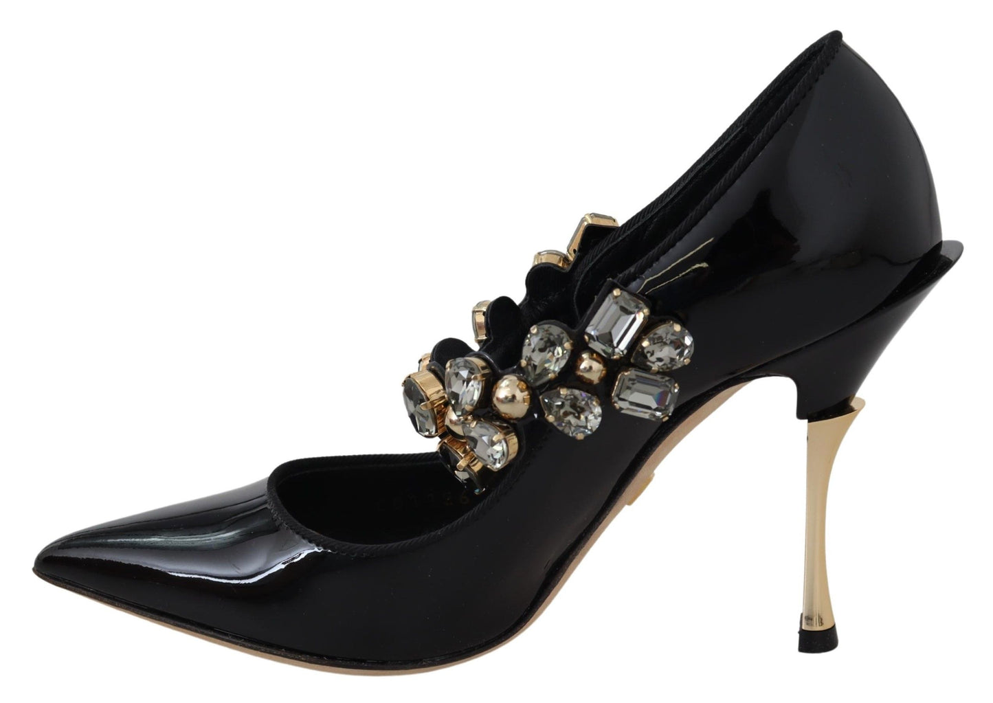 Dolce & Gabbana Black Leather Crystal Shoes Mary Jane Pumps Dolce & Gabbana