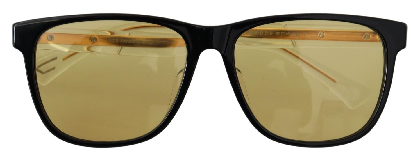 Diesel Black Frame DL0330-D 01E 57 Yellow Transparent Lenses Sunglasses Diesel