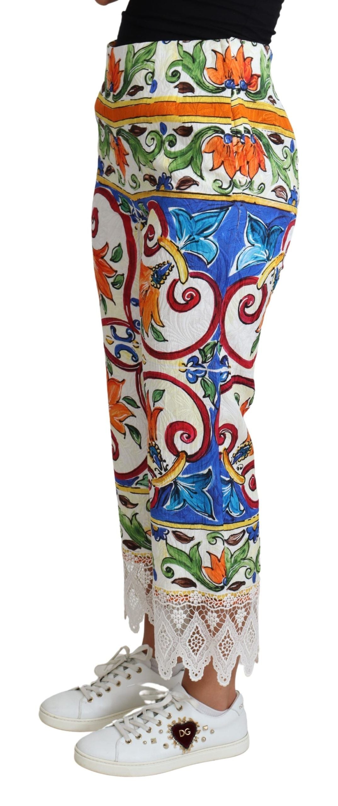 Dolce & Gabbana Multicolor Majolica Print Trouser Cotton Pants Dolce & Gabbana