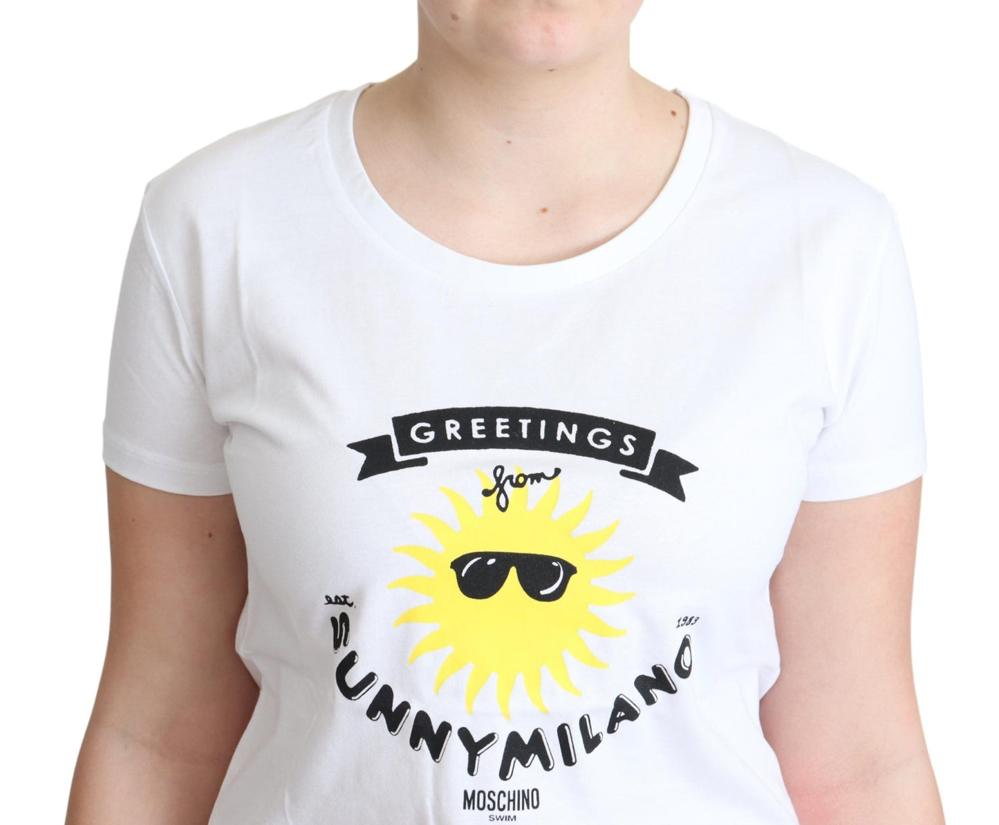 Moschino White Cotton Sunny Milano Print T-shirt Moschino
