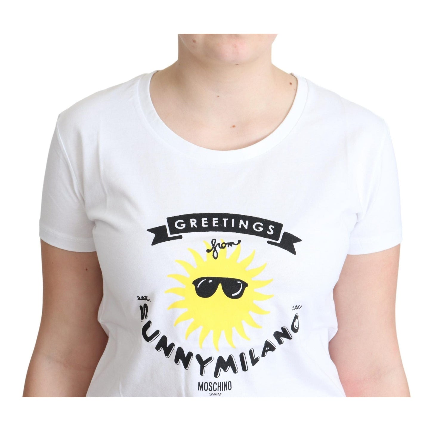 Moschino White Cotton Sunny Milano Print T-shirt