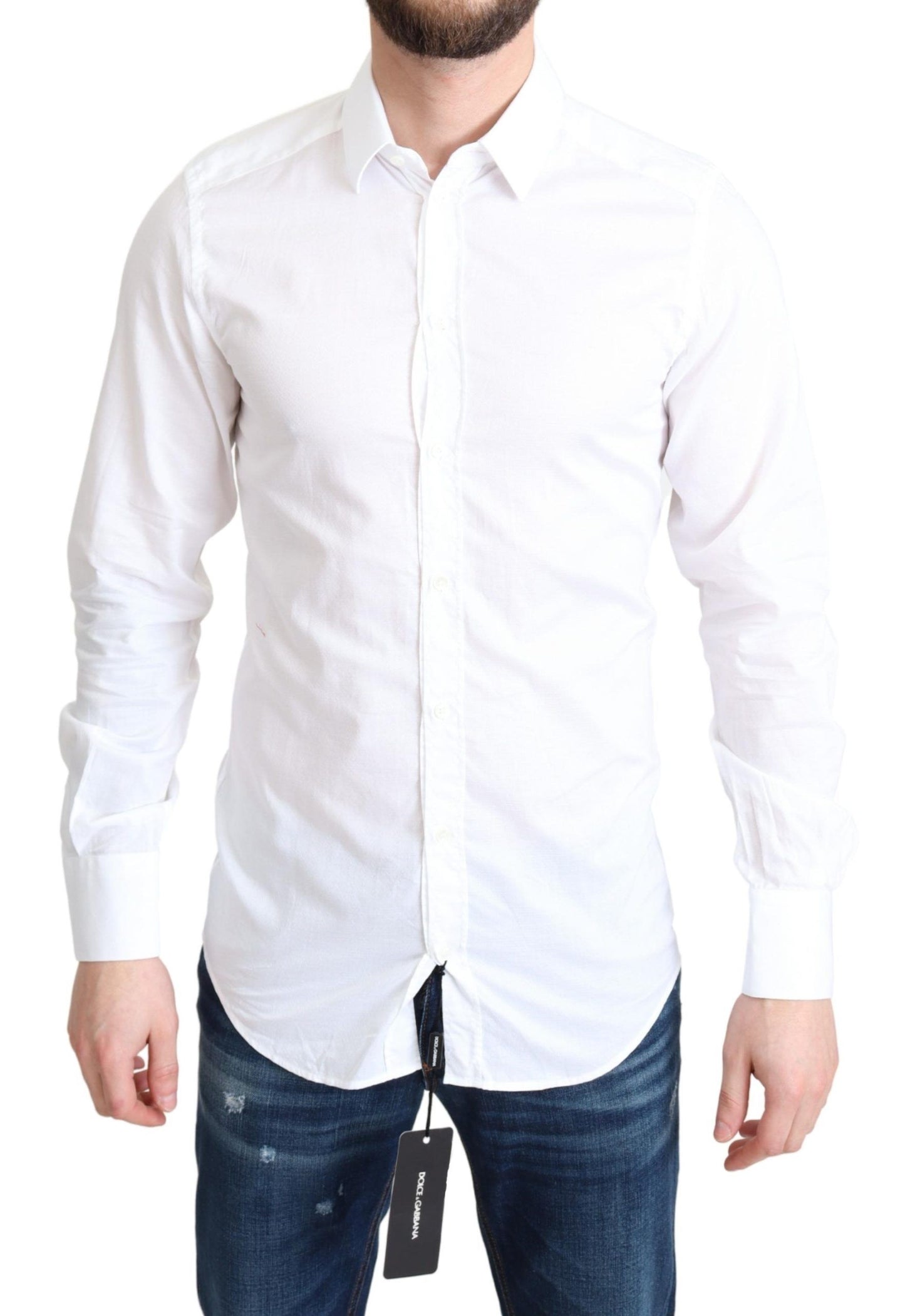 Dolce & Gabbana White Cotton Long Sleeves Formal Shirt Dolce & Gabbana