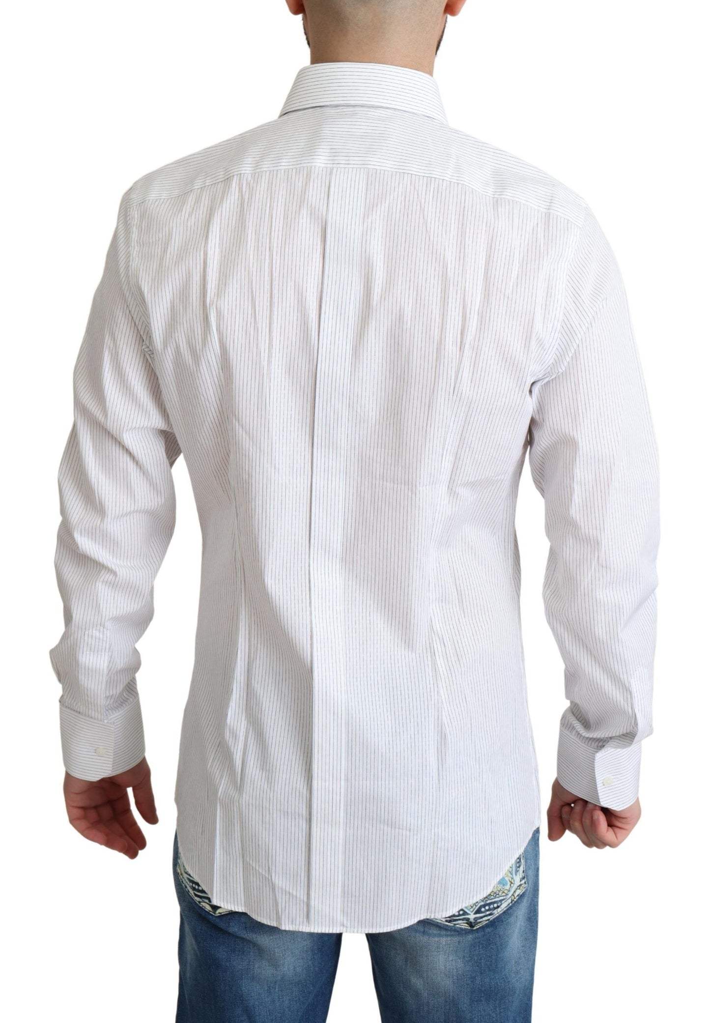 Dolce & Gabbana White Stripes Cotton Formal Dress Shirt Dolce & Gabbana
