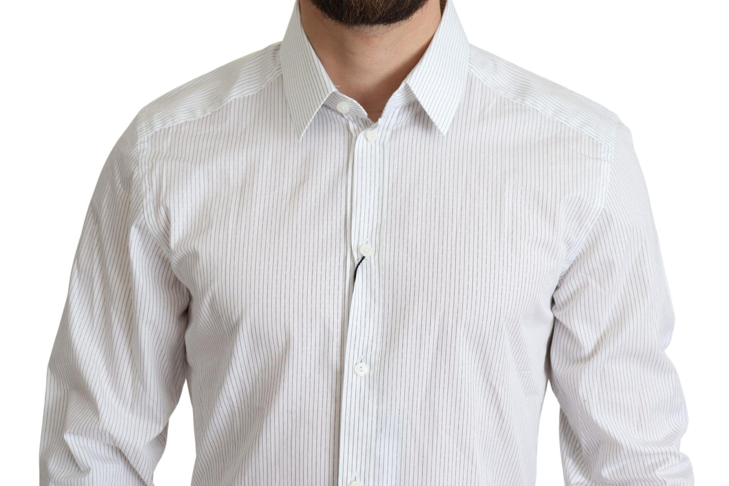 Dolce & Gabbana White Stripes Cotton Formal Dress Shirt Dolce & Gabbana