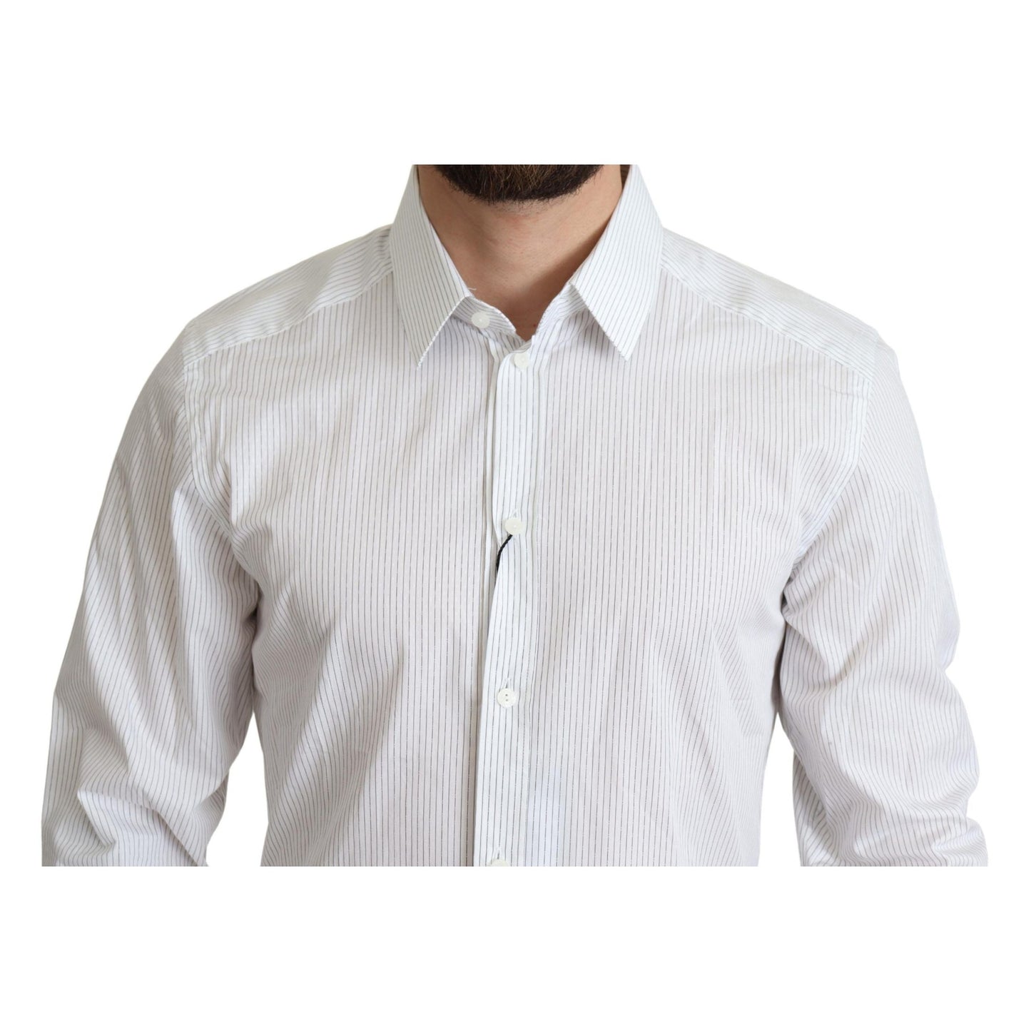 Dolce & Gabbana White Stripes Cotton Formal Dress Shirt