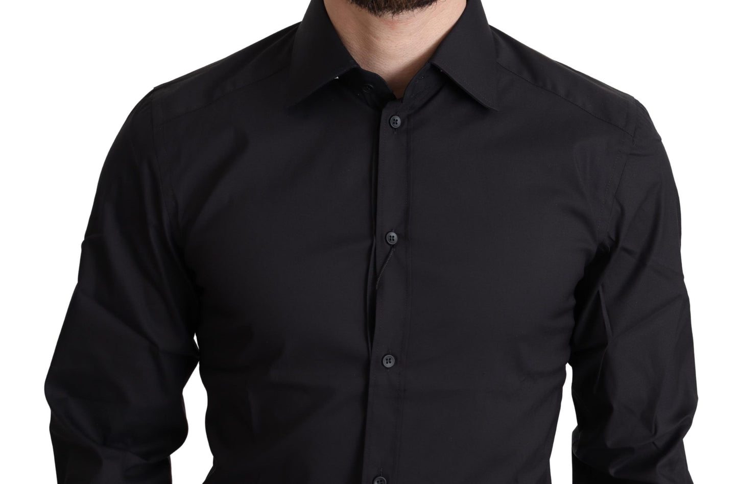 Dolce & Gabbana Black Cotton Blend Formal Dress Shirt Dolce & Gabbana