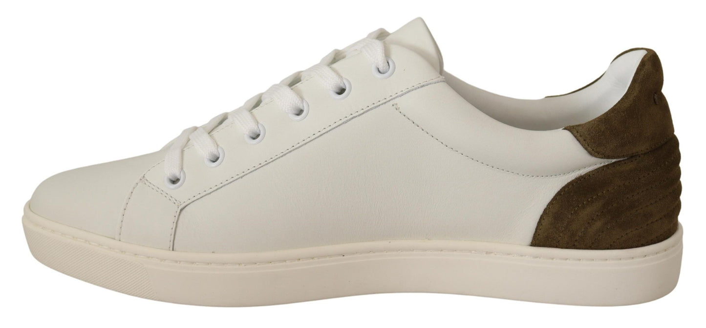 Dolce & Gabbana White Suede Leather Mens Low Tops Sneakers Dolce & Gabbana
