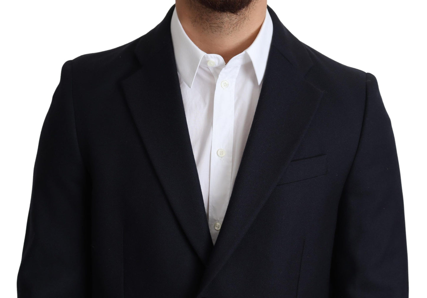 Dolce & Gabbana Dark Blue Wool Single Breasted Coat Jacket Dolce & Gabbana