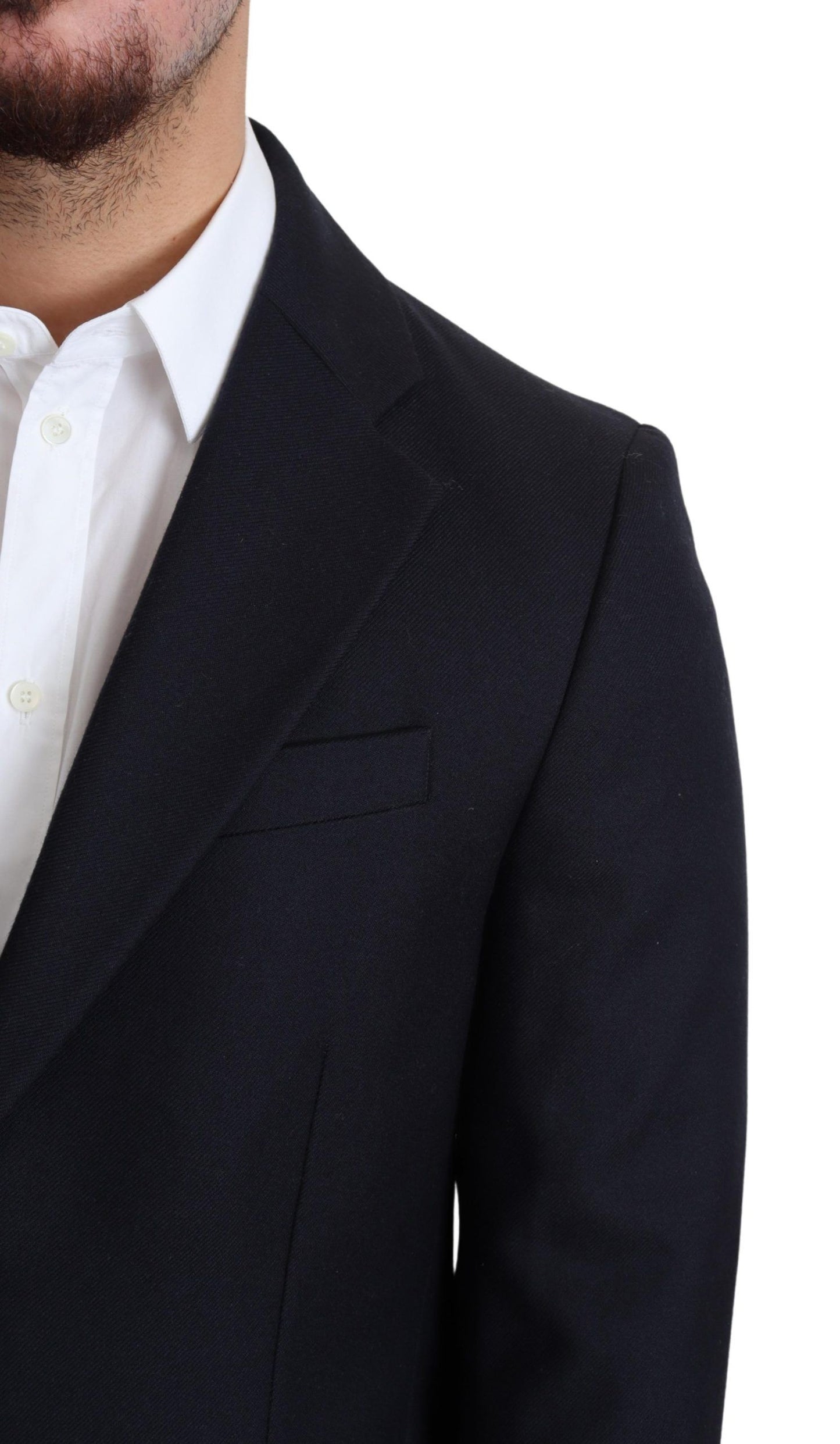 Dolce & Gabbana Dark Blue Wool Single Breasted Coat Jacket Dolce & Gabbana