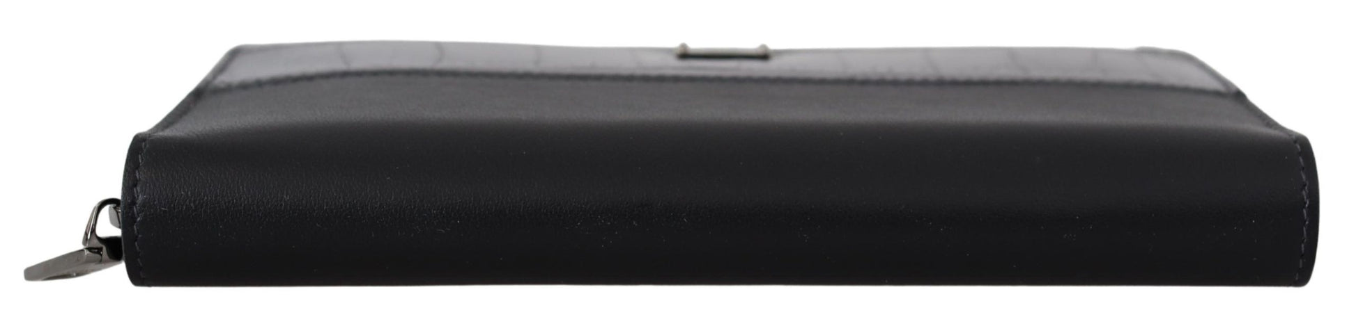 Dolce & Gabbana Black Zip Around Continental Clutch Leather Wallet Dolce & Gabbana