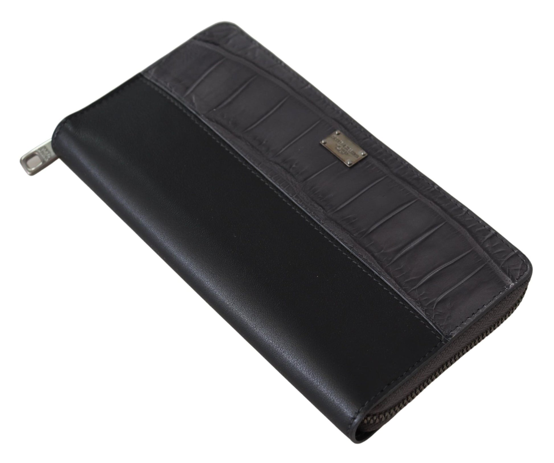 Dolce & Gabbana Black Zip Around Continental Clutch Leather Wallet Dolce & Gabbana