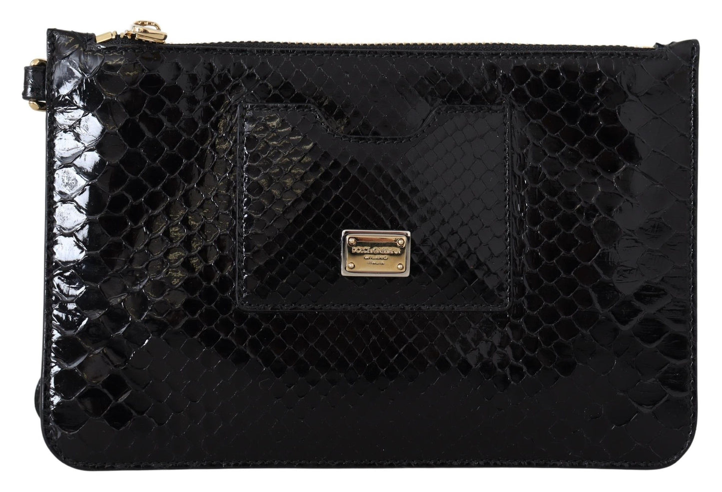 Dolce & Gabbana Black Leather Coin Purse Wristlet Mirror Agnese Wallet Dolce & Gabbana