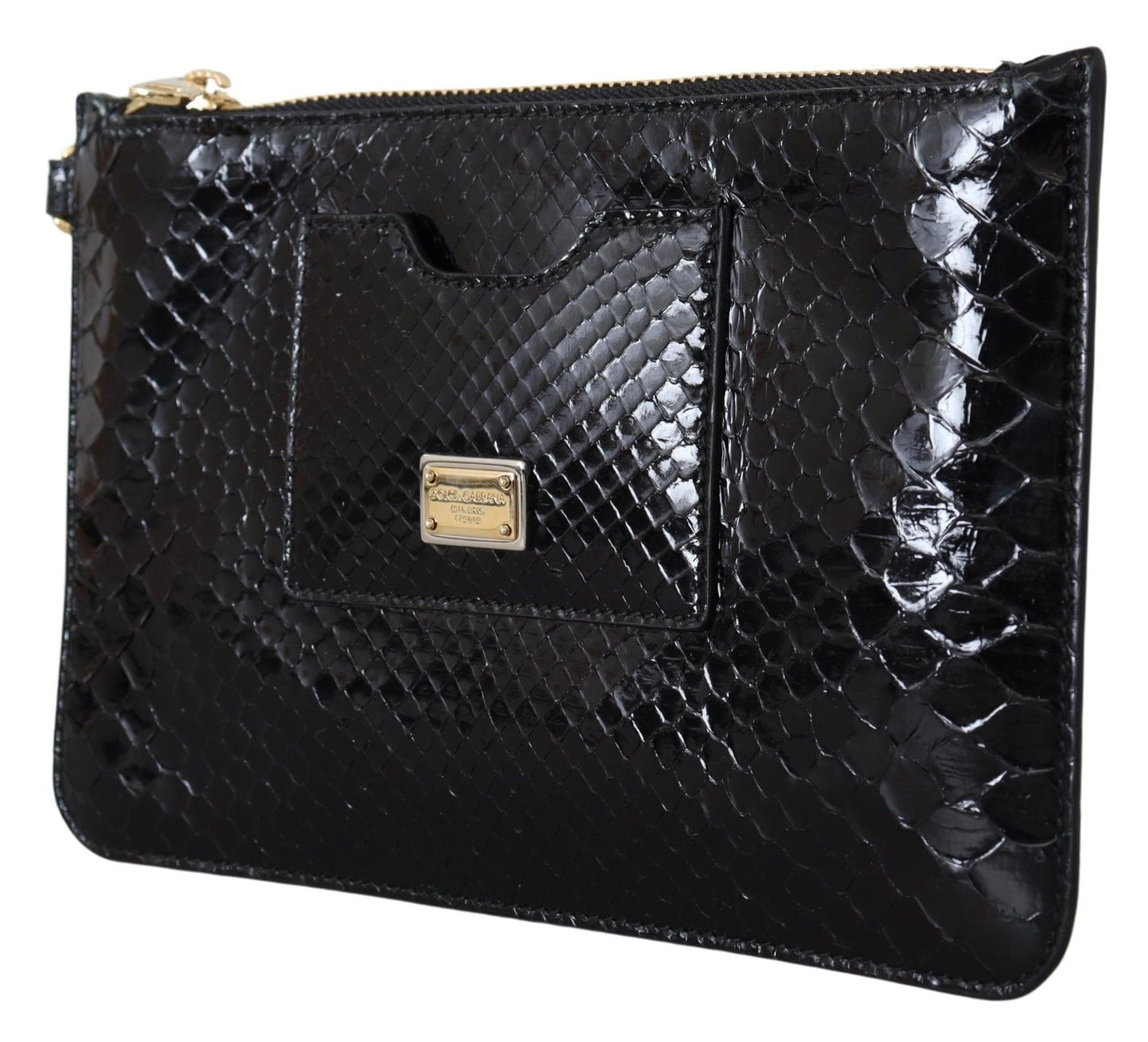 Dolce & Gabbana Black Leather Coin Purse Wristlet Mirror Agnese Wallet Dolce & Gabbana