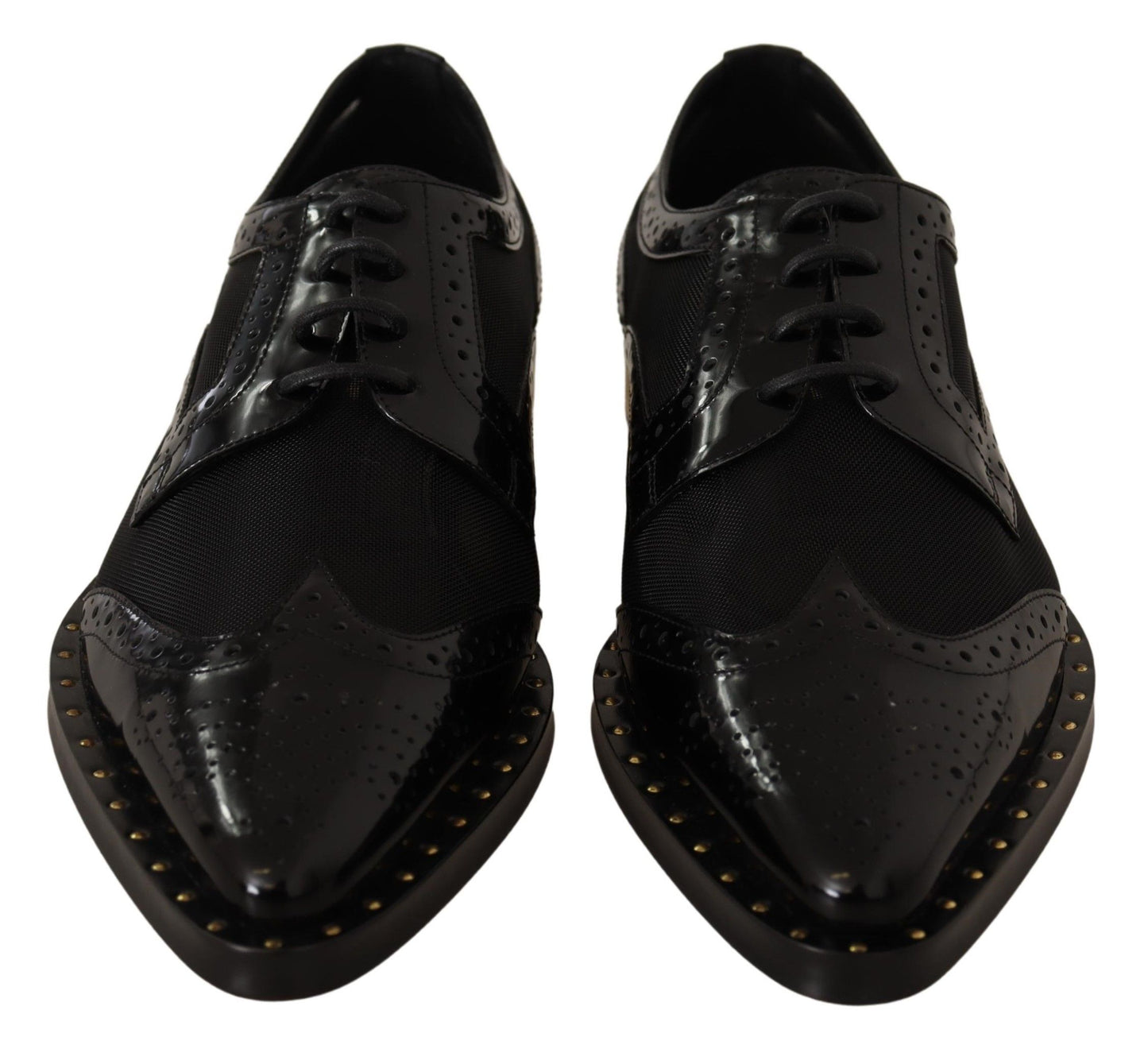 Dolce & Gabbana Black Leather Broques Sheer Wingtip Shoes Dolce & Gabbana