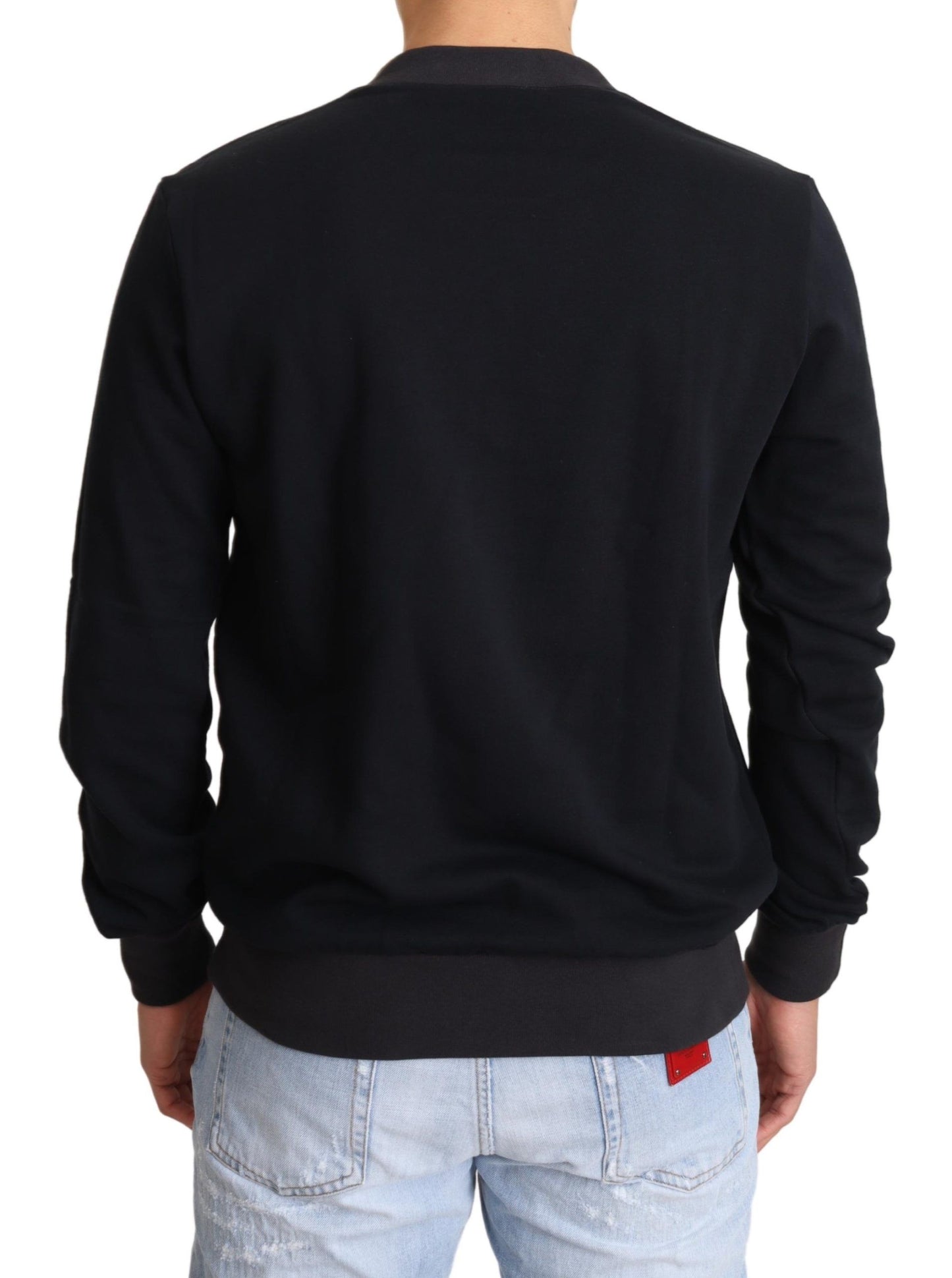 Dolce & Gabbana Blue Crown King Cotton Pullover Sweater Dolce & Gabbana