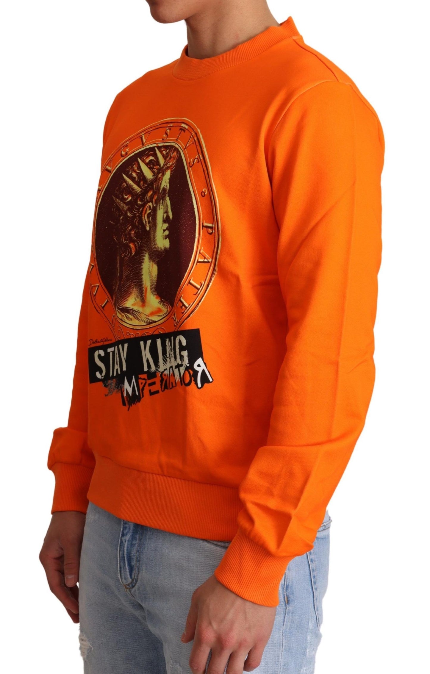 Dolce & Gabbana Orange King Ceasar Cotton Pullover Sweater Dolce & Gabbana