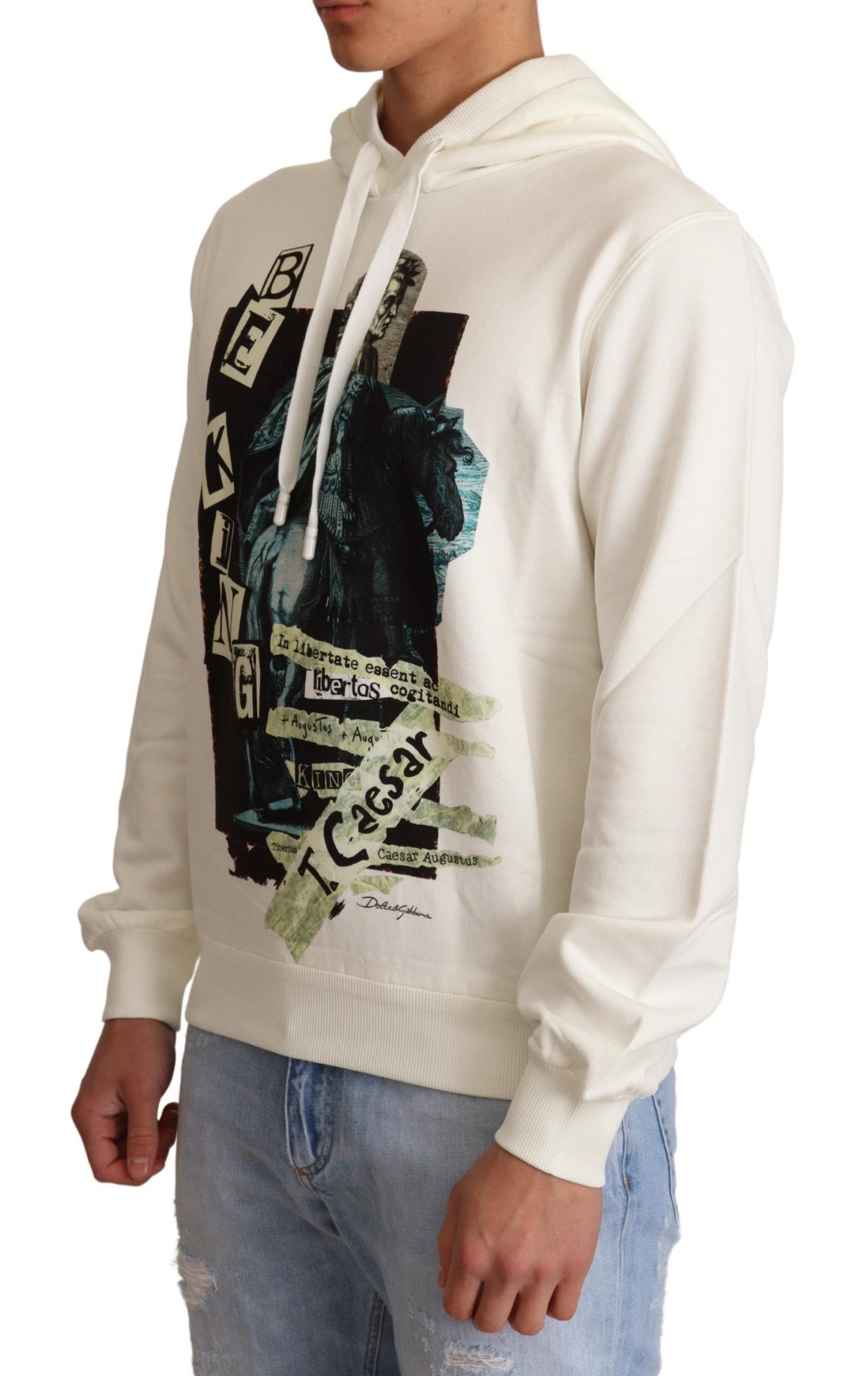 Dolce & Gabbana White King Ceasar Cotton Hooded Sweater Dolce & Gabbana