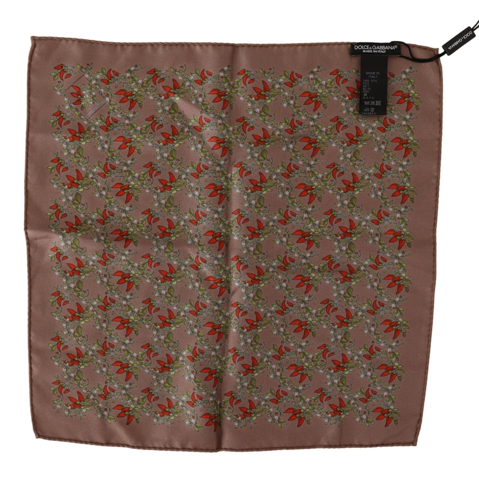 Dolce & Gabbana Brown Carrots Print Silk Handkerchief Dolce & Gabbana