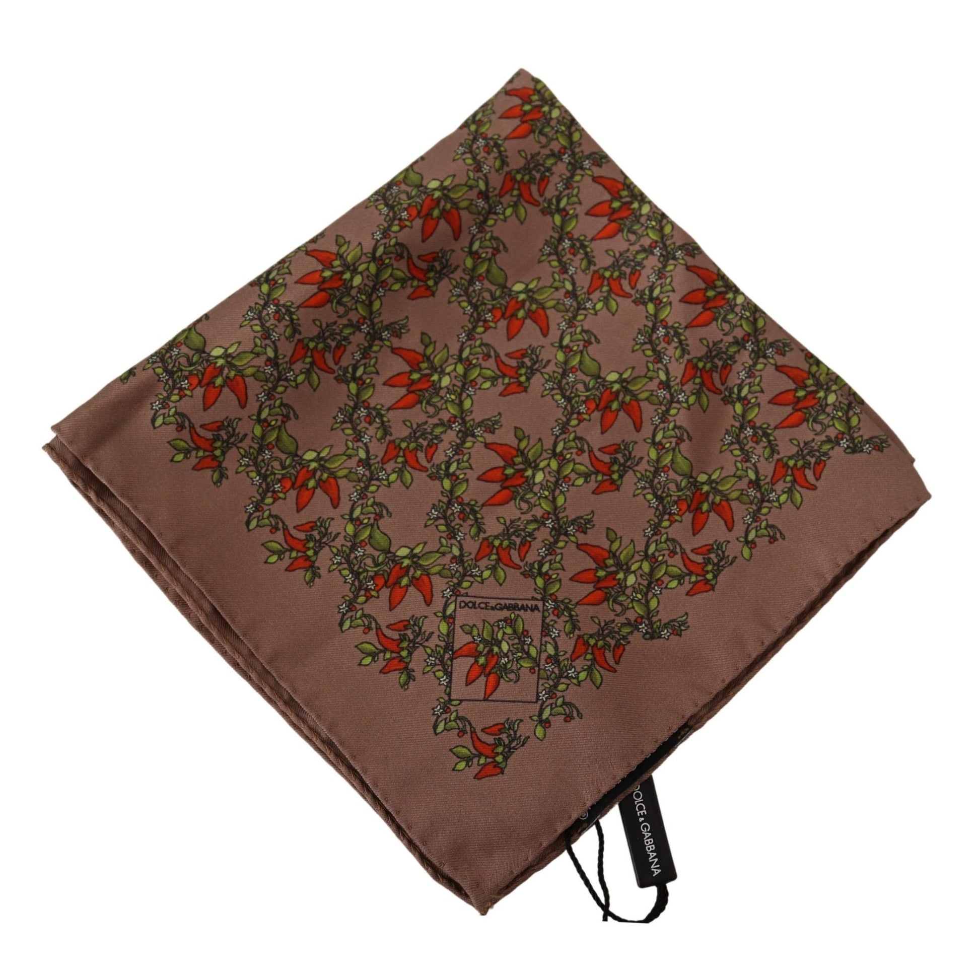 Dolce & Gabbana Brown Carrots Print Silk Handkerchief Dolce & Gabbana