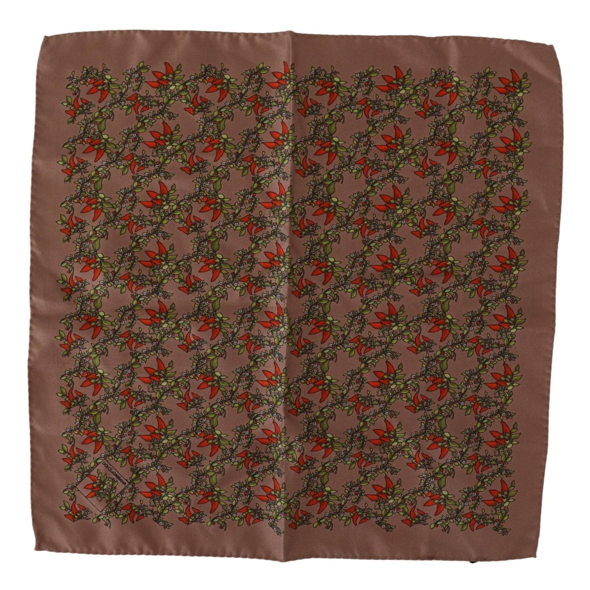 Dolce & Gabbana Brown Carrots Print Silk Handkerchief Dolce & Gabbana