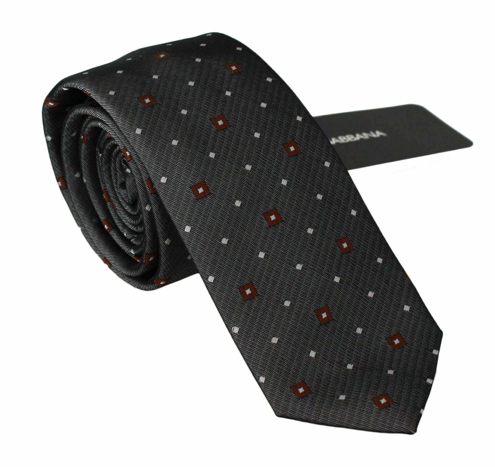Dolce & Gabbana Gray Patterned Classic Mens Slim Necktie Dolce & Gabbana
