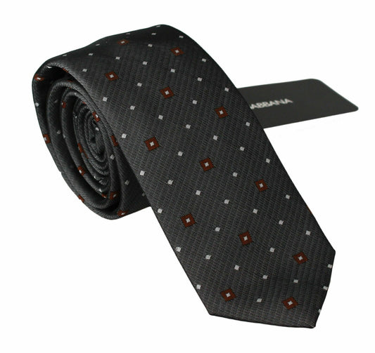 Dolce & Gabbana Gray Patterned Classic Mens Slim Necktie Dolce & Gabbana