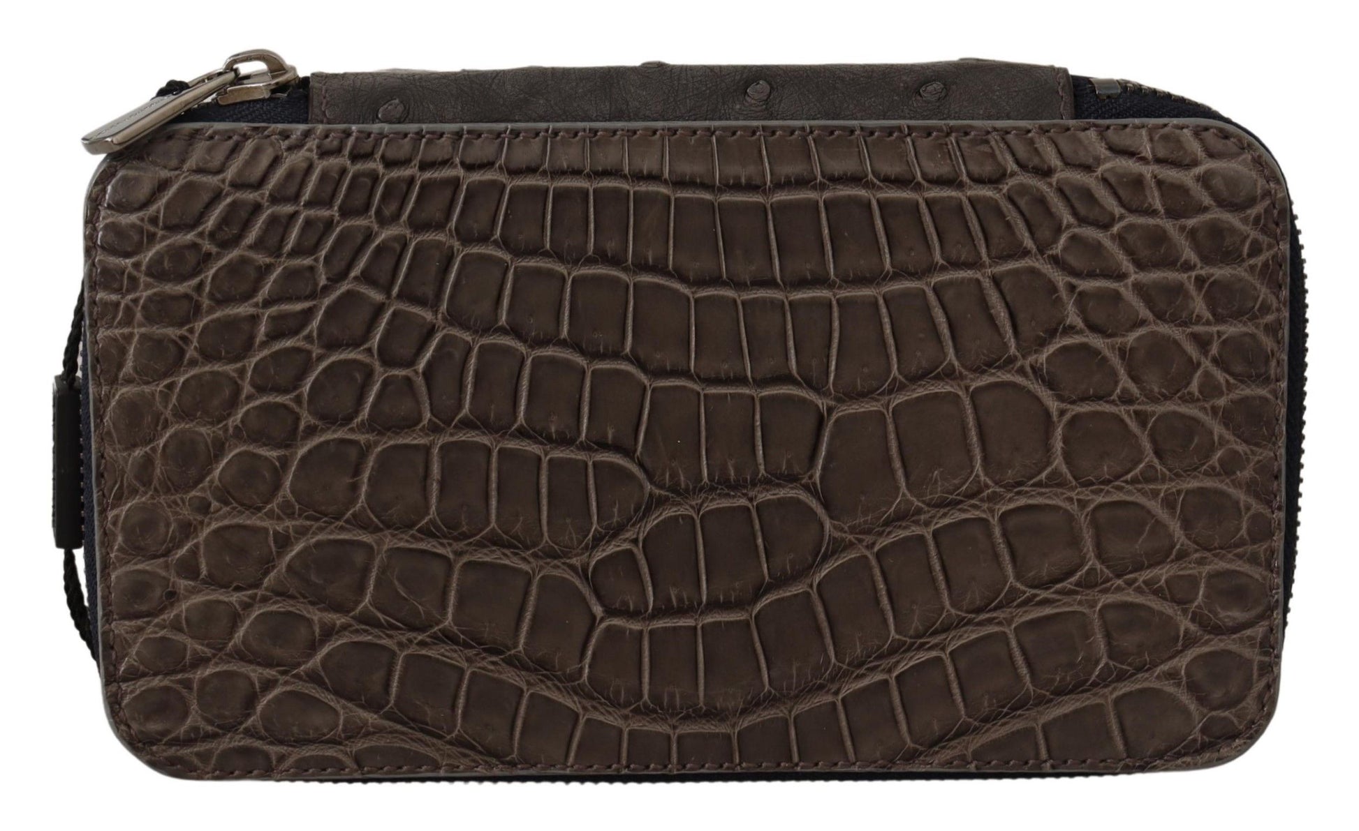 Dolce & Gabbana Gray Skin Leather Vanity Case Toiletry Shaving Bag Dolce & Gabbana