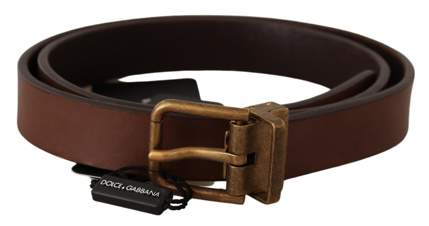 Dolce & Gabbana Brown Leather Rustic Buckle Cintura Belt Dolce & Gabbana