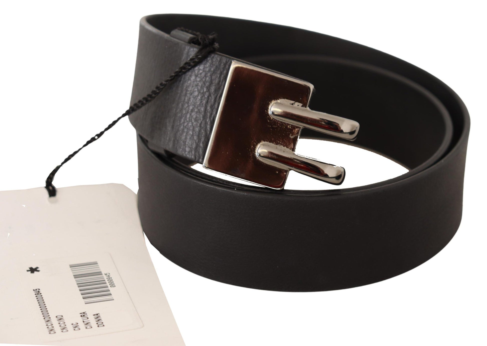 Costume National Black Leather Silver Buckle Waist Belt Costume National