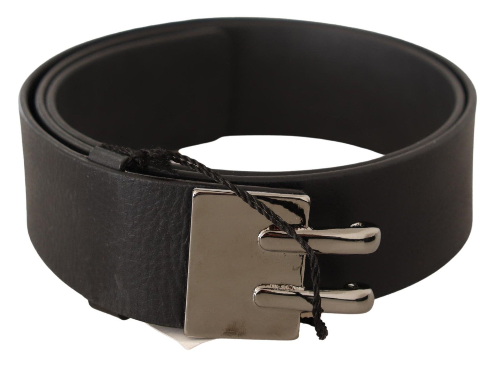 Costume National Black Leather Silver Buckle Waist Belt Costume National