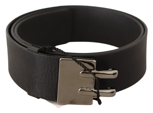 Costume National Black Leather Silver Buckle Waist Belt Costume National